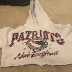 Faded white cropped patriots hoodie